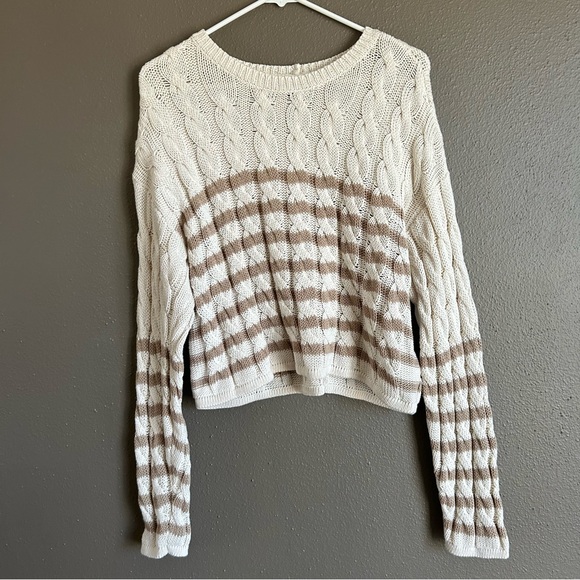 American Eagle Outfitters Sweaters - NWT Women’s American Eagle Striped Sweater - Cream and Tan